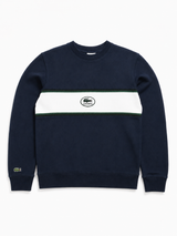 Lacoste Navy Stripe Sweatshirt Men Vintage Minimal Crewneck, Size S