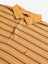 Vintage Nautica Striped Polo Shirt Mustard Yellow Oversized Y2K, Size XL
