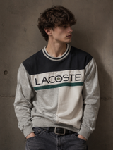 Lacoste Colourblock Sweatshirt Men Vintage Grey Navy Pullover, Size S