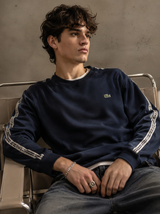 Lacoste Navy Tape Sweatshirt Men Vintage Minimal Crewneck, Size S