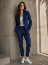 Royal Blue Suit Set Elegant Blazer & Pants Co-Ord Vintage, Size XS/S