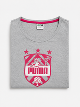 Puma Grey Pink Graphic T-Shirt Women Y2K Sport Tee, Size XS/S