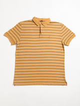 Vintage Nautica Striped Polo Shirt Mustard Yellow Oversized Y2K, Size XL