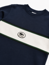 Lacoste Navy Stripe Sweatshirt Men Vintage Minimal Crewneck, Size S