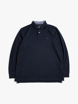 Tommy Hilfiger Longsleeve Polo Shirt Men Vintage Navy Rugby Polo, Size M
