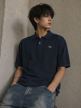 Vintage Lacoste Navy Blue Polo Shirt Minimal Y2K Essential, Size XL