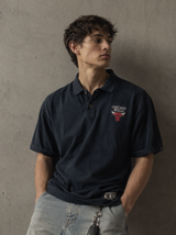Vintage Chicago Bulls Polo Shirt Black NBA Starter Y2K, Size XL