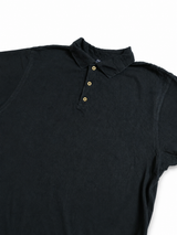 Vintage Minimal Black Polo Shirt Relaxed Boxy Fit Y2K Essential, Size XL