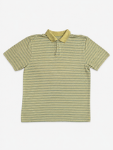 Vintage Striped Polo Shirt Beige Olive Oversized Y2K, Size XL