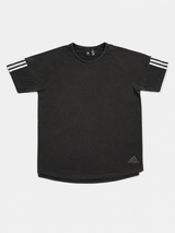 Vintage Adidas Washed Black 3-Stripes T-Shirt Oversized, Size M