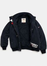 Tommy Hilfiger Navy Bomber Jacket Men Vintage Winter Jacket, Size M