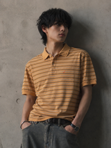 Vintage Nautica Striped Polo Shirt Mustard Yellow Oversized Y2K, Size XL