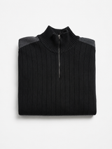 Vintage Ribbed Half Zip Knit Sweater Black Grey Y2K, Size XL