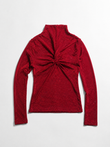 Red Glitter Ruched Long Sleeve Party Top Y2K, Size XS/S