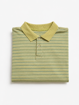 Vintage Striped Polo Shirt Beige Olive Oversized Y2K, Size XL