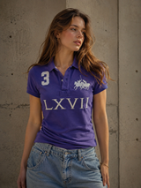 Vintage Ralph Lauren Polo Shirt Purple Big Logo Y2K, Size M