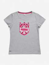 Puma Grey Pink Graphic T-Shirt Women Y2K Sport Tee, Size XS/S
