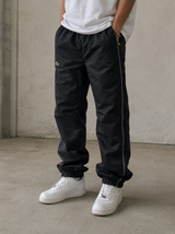 Lacoste Track Pants Black Minimal Nylon Joggers Y2K, Size S