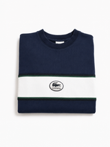 Lacoste Navy Stripe Sweatshirt Men Vintage Minimal Crewneck, Size S