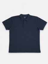 Vintage Minimal Navy Blue Polo Shirt Clean Basic Essential, Size L