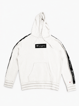 Champion White Black Tape Hoodie Men Streetwear Sweater, Size M