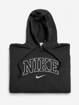 Nike Black Centre Logo Hoodie Women Y2K Streetwear Sweater, Size S