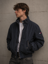 Tommy Hilfiger Navy Bomber Jacket Men Vintage Winter Jacket, Size M