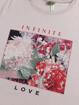 Pink Graphic T-Shirt Women Floral Print Y2K Casual Tee, Size XS/S