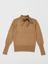 Vintage Bow Knit Sweater Women Beige Soft Girl, Size S