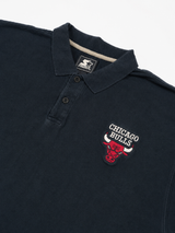 Vintage Chicago Bulls Polo Shirt Black NBA Starter Y2K, Size XL