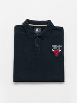 Vintage Chicago Bulls Polo Shirt Black NBA Starter Y2K, Size XL