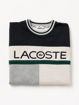 Lacoste Colourblock Sweatshirt Men Vintage Grey Navy Pullover, Size S