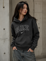 Nike Black Centre Logo Hoodie Women Y2K Streetwear Sweater, Size S