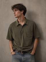 Vintage GAP Polo Shirt Olive Green Minimal Pocket Oversized, Size XL