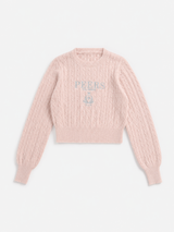 Cute Pink Cable Knit Cropped Sweater Coquette Vintage, Size XS/S