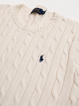 Polo Ralph Lauren Cable Knit Sweater Women Cream Cotton Jumper, Size M