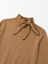 Vintage Bow Knit Sweater Women Beige Soft Girl, Size S