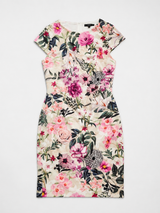 Vintage Floral Summer Dress Beige Pink Romantic Y2K, Size XS/S