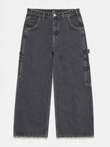 Vintage Wide Leg Cargo Jeans Washed Black Y2K Baggy Denim, Size S