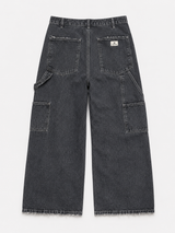 Vintage Wide Leg Cargo Jeans Washed Black Y2K Baggy Denim, Size S