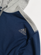Adidas Two Tone Hoodie Men Navy Grey Minimal Sportswear Pullover, Size M
