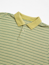 Vintage Striped Polo Shirt Beige Olive Oversized Y2K, Size XL