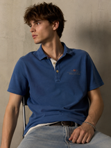 Vintage Napapijri Polo Shirt Blue Minimal Logo, Size M